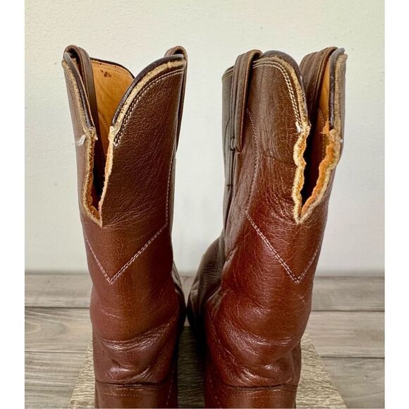 Vintage Justin Fort Worth Womens Size 6.5 A Narrow Brown Leather Cowboy Western - Picture 5 of 12